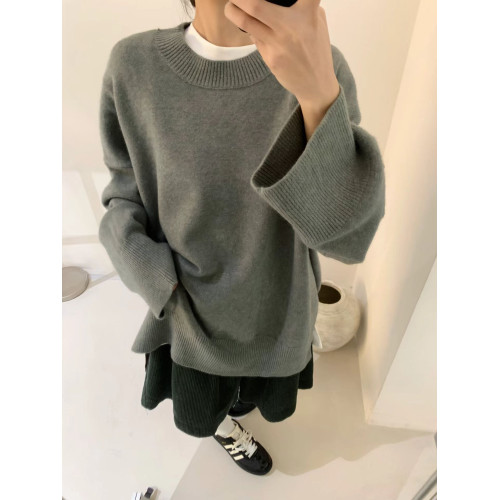 大7女裝M12625秋冬韓版寬松大碼胖mm慵懶松弛風百搭純色圓領毛衣 大7女裝M12625秋冬韓版寬松大碼胖mm慵懶松弛風百搭純色圓領毛衣