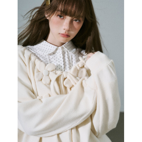 LOST FOREST杏花 甜美少女風顯瘦針織抽繩套頭寬松毛織衛衣新品冬 LOST FOREST杏花 甜美少女風顯瘦針織抽繩套頭寬松毛織衛衣新品冬