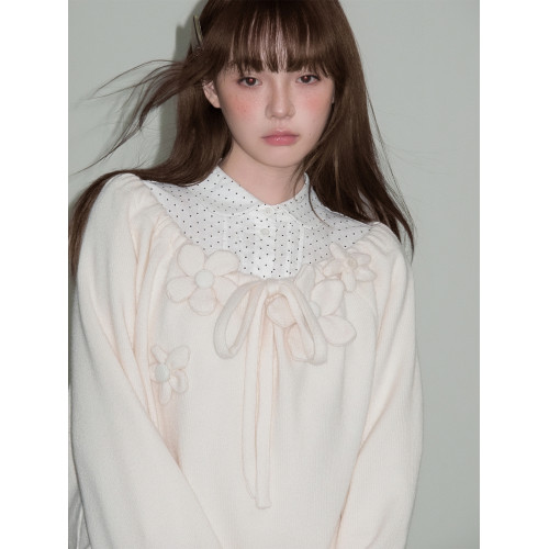 LOST FOREST杏花 甜美少女風顯瘦針織抽繩套頭寬松毛織衛衣新品冬 LOST FOREST杏花 甜美少女風顯瘦針織抽繩套頭寬松毛織衛衣新品冬