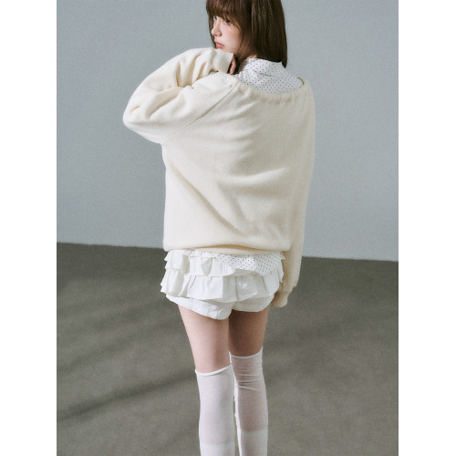 LOST FOREST杏花 甜美少女風顯瘦針織抽繩套頭寬松毛織衛衣新品冬 LOST FOREST杏花 甜美少女風顯瘦針織抽繩套頭寬松毛織衛衣新品冬