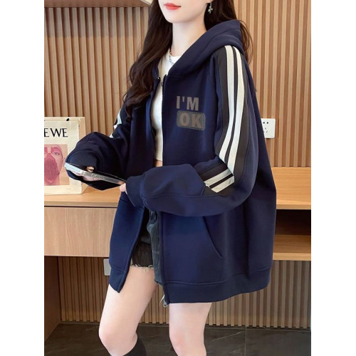 加絨加厚慵懶風字母開衫衛衣女秋冬新款寬松大碼洋氣小衆連帽外套 加絨加厚慵懶風字母開衫衛衣女秋冬新款寬松大碼洋氣小衆連帽外套