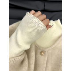 兩件套蕾絲半高領針織打底衫內搭毛衣女秋冬新款韓系坎肩馬甲背心