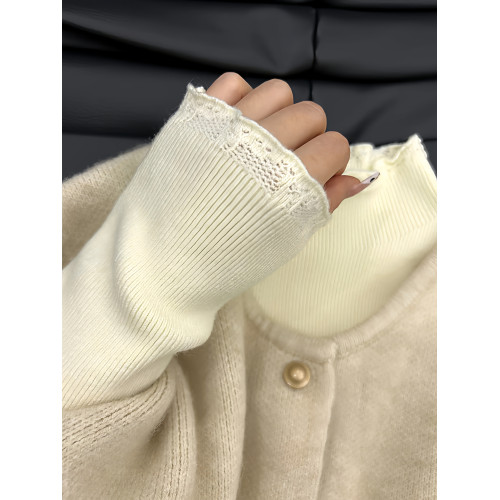 兩件套蕾絲半高領針織打底衫內搭毛衣女秋冬新款韓系坎肩馬甲背心 兩件套蕾絲半高領針織打底衫內搭毛衣女秋冬新款韓系坎肩馬甲背心