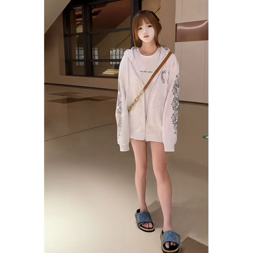 美式高街梵文字母開衫衛衣女秋冬加絨加厚寬松設計感情侶連帽外套 美式高街梵文字母開衫衛衣女秋冬加絨加厚寬松設計感情侶連帽外套