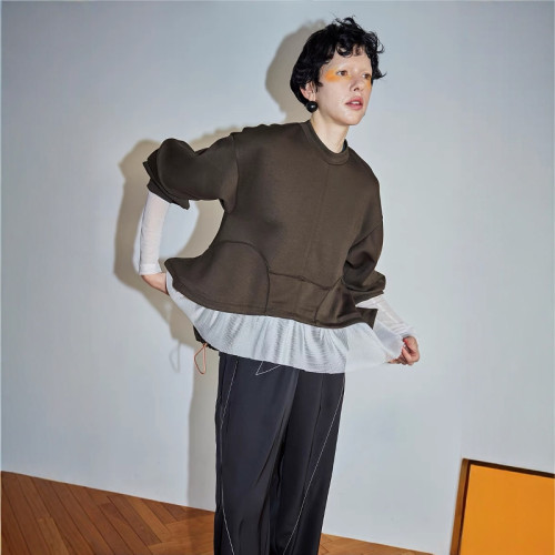 星野家日單 torowee 25新款 時尚拼接圓領衛衣上衣