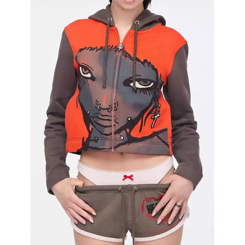 heaven 秋冬25FW連帽印花開衫Y2K辣妹短款衛衣外套上衣 heaven 秋冬25FW連帽印花開衫Y2K辣妹短款衛衣外套上衣