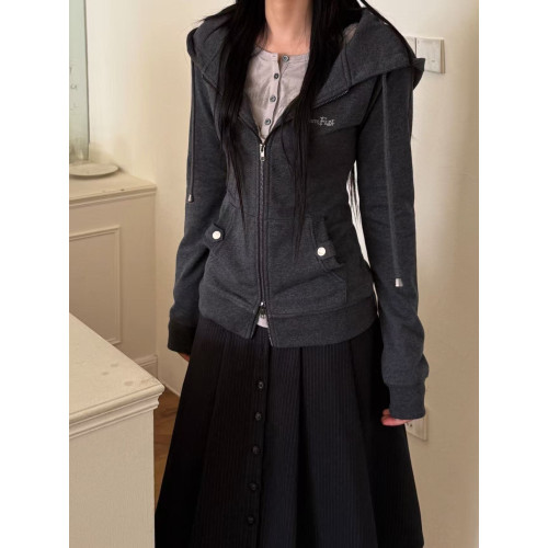 Steam Fish【隂雨の廓】復古連帽衛衣外套古早女秋冬通勤收腰上衣 Steam Fish【隂雨の廓】復古連帽衛衣外套古早女秋冬通勤收腰上衣