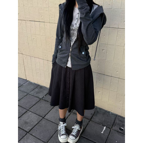 Steam Fish【隂雨の廓】復古連帽衛衣外套古早女秋冬通勤收腰上衣 Steam Fish【隂雨の廓】復古連帽衛衣外套古早女秋冬通勤收腰上衣