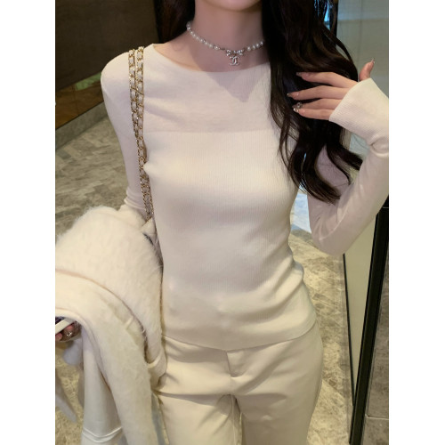 坤總KUN【白晝】羊毛針織打底衫女秋冬白色毛衣修身內搭上衣新款 坤總KUN【白晝】羊毛針織打底衫女秋冬白色毛衣修身內搭上衣新款