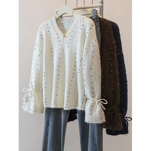 2025新款爆款藏藍色彩點長袖毛衣大碼女裝胖mm秋季遮肚針織衫上衣 2025新款爆款藏藍色彩點長袖毛衣大碼女裝胖mm秋季遮肚針織衫上衣