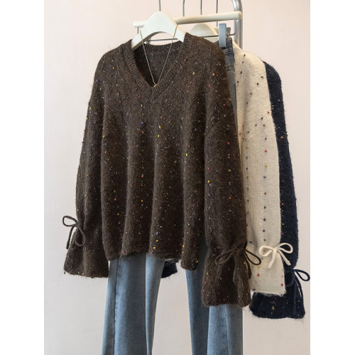 2025新款爆款藏藍色彩點長袖毛衣大碼女裝胖mm秋季遮肚針織衫上衣 2025新款爆款藏藍色彩點長袖毛衣大碼女裝胖mm秋季遮肚針織衫上衣