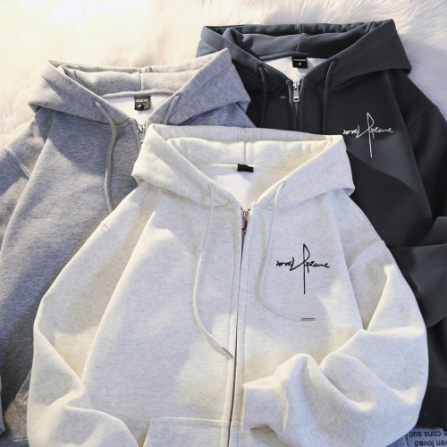 美式復古連帽衛衣女秋冬2025新款加絨加厚oversize小個子開衫外套 美式復古連帽衛衣女秋冬2025新款加絨加厚oversize小個子開衫外套