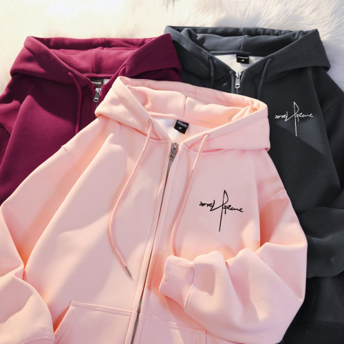 美式復古連帽衛衣女秋冬2025新款加絨加厚oversize小個子開衫外套 美式復古連帽衛衣女秋冬2025新款加絨加厚oversize小個子開衫外套