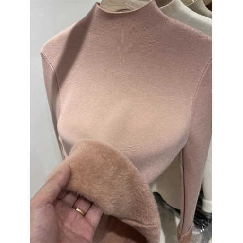 加絨加厚一體絨半高領針織衫女秋冬季保暖洋氣上衣毛衣內搭打底衫