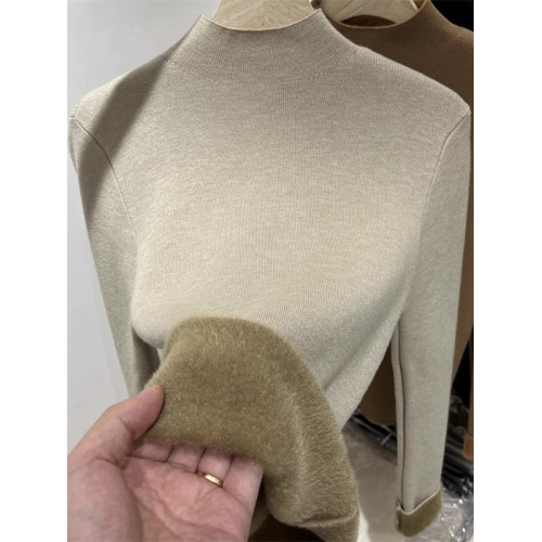 加絨加厚一體絨半高領針織衫女秋冬季保暖洋氣上衣毛衣內搭打底衫