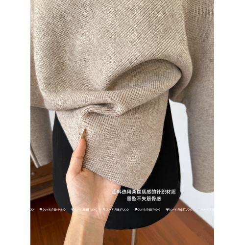 玖月伍【秋意正濃】慵懶寬松顯瘦高領蝙蝠袖毛衣針織衫上衣女