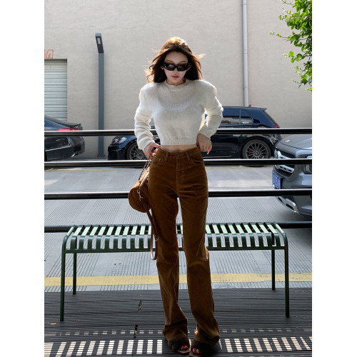 媛媛 【度假and通勤】韓系氣質圓領針織毛衣女純色長袖短款上衣女 媛媛 【度假and通勤】韓系氣質圓領針織毛衣女純色長袖短款上衣女