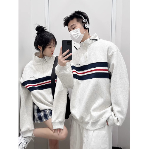 美式復古情侶裝拼接撞色衛衣外套字母刺綉高級感2025秋冬立領上衣 美式復古情侶裝拼接撞色衛衣外套字母刺綉高級感2025秋冬立領上衣