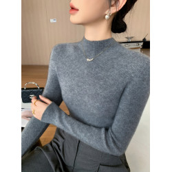 一線成衣無縫女半高領套頭打底衫秋冬內搭毛衣修身長袖羊毛針織衫