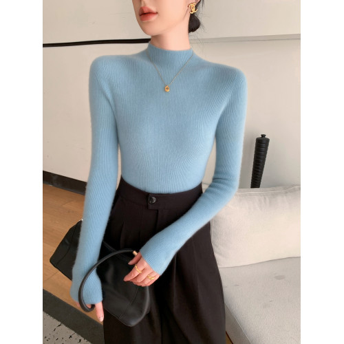 一線成衣無縫女半高領套頭打底衫秋冬內搭毛衣修身長袖羊毛針織衫