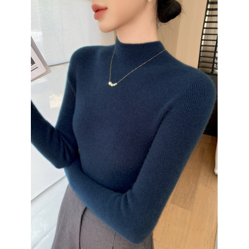 一線成衣無縫女半高領套頭打底衫秋冬內搭毛衣修身長袖羊毛針織衫