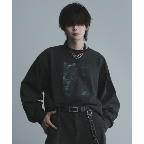 日單人氣款秋季純棉洗水重磅顔料寬松休閒復古印花長袖T恤男女款 日單人氣款秋季純棉洗水重磅顔料寬松休閒復古印花長袖T恤男女款