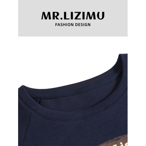 李子木先生美式復古字母印花長袖衛衣女2025秋季新款圓領百搭上衣