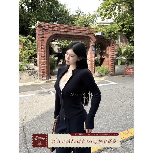 黑澤玄七2025秋季新款微胖毛針織衫外套女長袖修身收腰顯瘦上衣