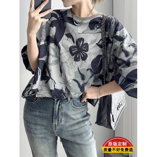 萌主衣閣 曼陀羅衛衣 很難撞款！抽象藝術印花圓領上衣女寬松