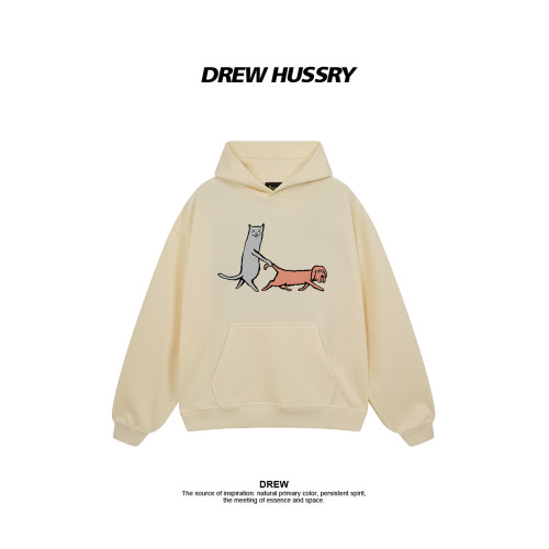 Drew美式潮牌趣味小狗印花連帽衛衣男女秋冬加絨加厚情侶裝上衣 Drew美式潮牌趣味小狗印花連帽衛衣男女秋冬加絨加厚情侶裝上衣