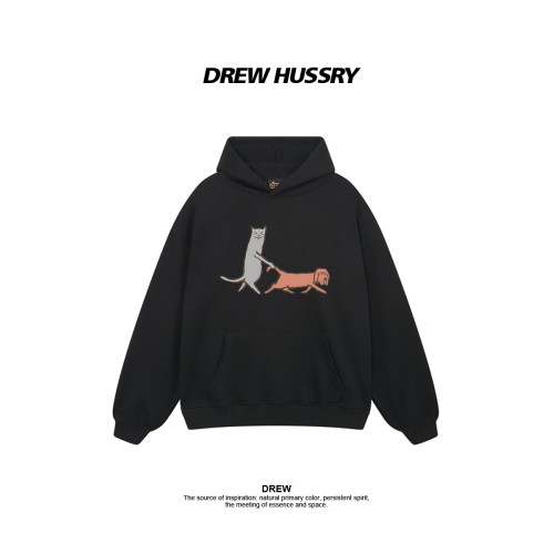 Drew美式潮牌趣味小狗印花連帽衛衣男女秋冬加絨加厚情侶裝上衣 Drew美式潮牌趣味小狗印花連帽衛衣男女秋冬加絨加厚情侶裝上衣