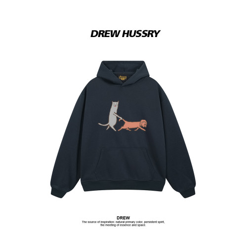 Drew美式潮牌趣味小狗印花連帽衛衣男女秋冬加絨加厚情侶裝上衣 Drew美式潮牌趣味小狗印花連帽衛衣男女秋冬加絨加厚情侶裝上衣
