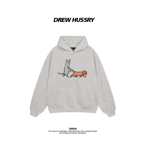 Drew美式潮牌趣味小狗印花連帽衛衣男女秋冬加絨加厚情侶裝上衣 Drew美式潮牌趣味小狗印花連帽衛衣男女秋冬加絨加厚情侶裝上衣