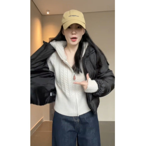 小香風連帽衛衣針織開衫女秋冬外穿軟糯麻花打底上衣短款毛衣外套 小香風連帽衛衣針織開衫女秋冬外穿軟糯麻花打底上衣短款毛衣外套