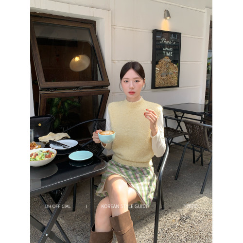 DH OFFICIAL 大花【黃油多士 butter】韓系軟糯圈圈紗鏤空馬甲