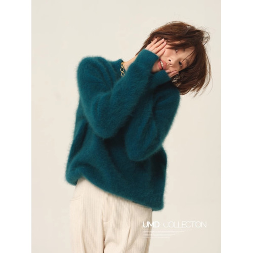 新年法式溫柔風聖誕紅色水貂絨套頭毛衣內搭圓領高級感針織女秋冬 新年法式溫柔風聖誕紅色水貂絨套頭毛衣內搭圓領高級感針織女秋冬