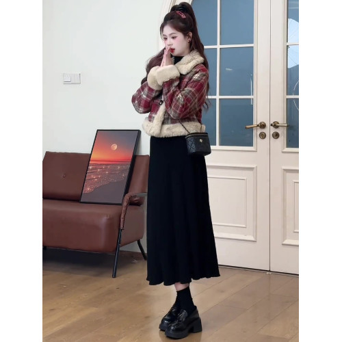 聖誕紅小香風格紋羊羔毛外套2025冬季新款加絨加厚小個子棉衣棉襖 聖誕紅小香風格紋羊羔毛外套2025冬季新款加絨加厚小個子棉衣棉襖