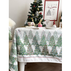 北歐INS風聖誕裝飾防水防油桌布布藝 美式復古綠色節日喜慶茶幾布