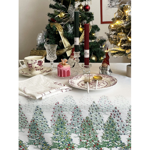 北歐INS風聖誕裝飾防水防油桌布布藝 美式復古綠色節日喜慶茶幾布 北歐INS風聖誕裝飾防水防油桌布布藝 美式復古綠色節日喜慶茶幾布