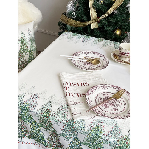 北歐INS風聖誕裝飾防水防油桌布布藝 美式復古綠色節日喜慶茶幾布 北歐INS風聖誕裝飾防水防油桌布布藝 美式復古綠色節日喜慶茶幾布