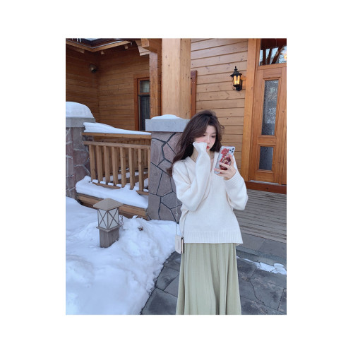 本命聖誕紅色v領套頭毛衣女2025新款冬季慵懶寬松軟糯針織衫內搭 本命聖誕紅色v領套頭毛衣女2025新款冬季慵懶寬松軟糯針織衫內搭