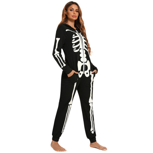 歐美成人COS派對表演服睡衣男女情侶骷髏頭搞怪萬聖親子裝連體衣 歐美成人COS派對表演服睡衣男女情侶骷髏頭搞怪萬聖親子裝連體衣