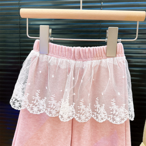 韓韓良品親子裝套裝2025秋季新款假兩件上衣蕾絲屁簾濶腿褲兩件套 韓韓良品親子裝套裝2025秋季新款假兩件上衣蕾絲屁簾濶腿褲兩件套