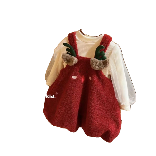 【聖誕節】套裝裙可愛洋氣加絨兩件套女寶寶新年酒紅色連衣裙新 【聖誕節】套裝裙可愛洋氣加絨兩件套女寶寶新年酒紅色連衣裙新