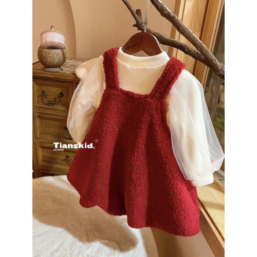 【聖誕節】套裝裙可愛洋氣加絨兩件套女寶寶新年酒紅色連衣裙新 【聖誕節】套裝裙可愛洋氣加絨兩件套女寶寶新年酒紅色連衣裙新