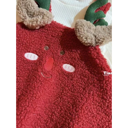 【聖誕節】套裝裙可愛洋氣加絨兩件套女寶寶新年酒紅色連衣裙新 【聖誕節】套裝裙可愛洋氣加絨兩件套女寶寶新年酒紅色連衣裙新