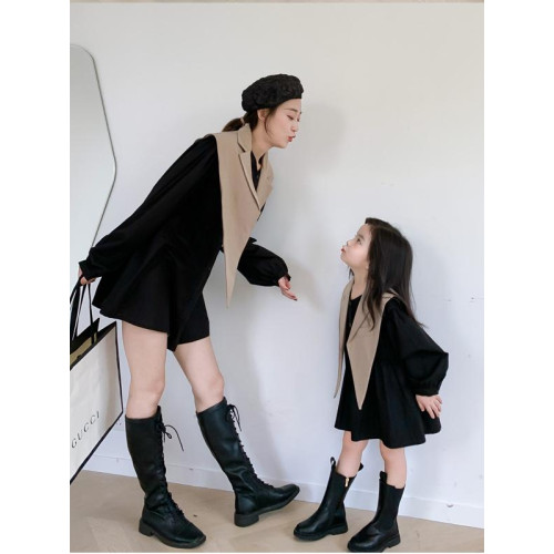 網紅韓版親子裝2025秋新款潮洋氣母女裝長款襯衫裙西裝披肩兩件套 網紅韓版親子裝2025秋新款潮洋氣母女裝長款襯衫裙西裝披肩兩件套