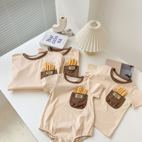 薯條親子裝嬰兒一家三口四口2025新款親子夏母女母子網紅短袖t恤 薯條親子裝嬰兒一家三口四口2025新款親子夏母女母子網紅短袖t恤