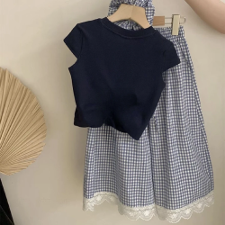 親子裝夏裝洋氣套裝2025夏季兒童薄款濶腿褲女童爆款短袖兩件套潮