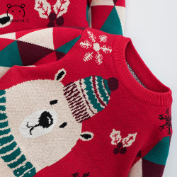 親子裝一家三口冬季聖誕節過年紅色毛衣母女新年洋氣炸街母子外套